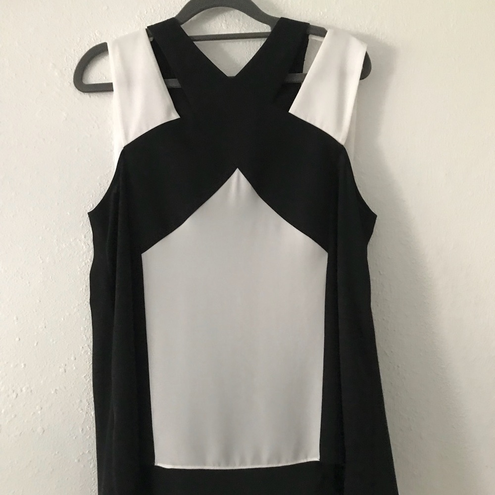 BCBG Sheli Black and White Strappy Tank Top